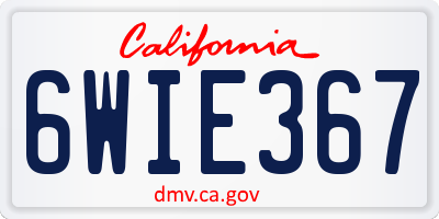 CA license plate 6WIE367