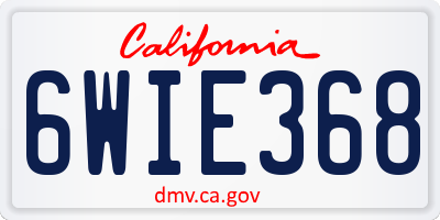 CA license plate 6WIE368