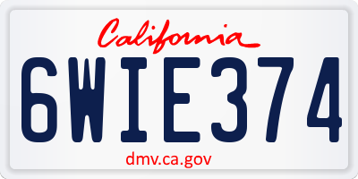 CA license plate 6WIE374