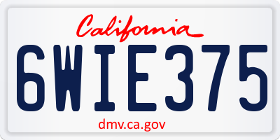 CA license plate 6WIE375