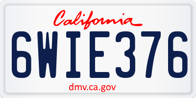 CA license plate 6WIE376