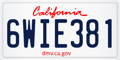 CA license plate 6WIE381