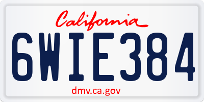CA license plate 6WIE384