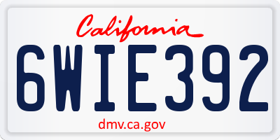 CA license plate 6WIE392