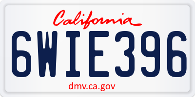 CA license plate 6WIE396