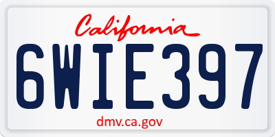 CA license plate 6WIE397