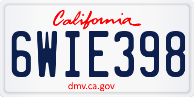 CA license plate 6WIE398