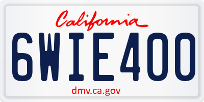CA license plate 6WIE400