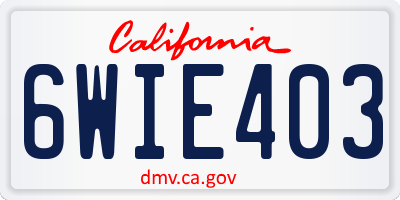 CA license plate 6WIE403
