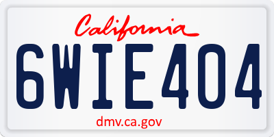 CA license plate 6WIE404