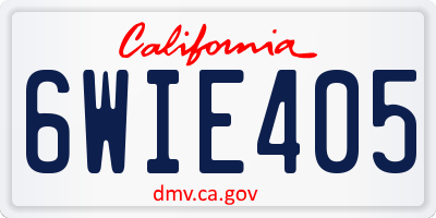 CA license plate 6WIE405
