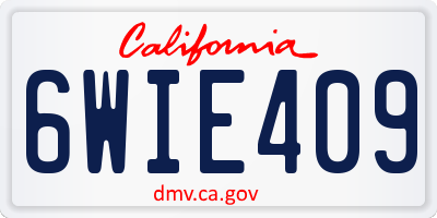 CA license plate 6WIE409
