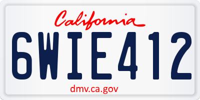 CA license plate 6WIE412