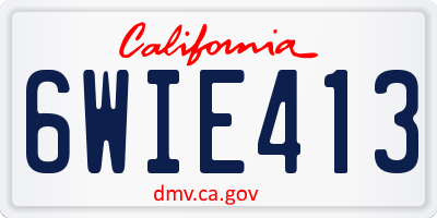 CA license plate 6WIE413