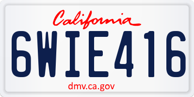 CA license plate 6WIE416