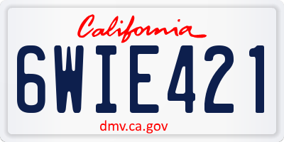 CA license plate 6WIE421