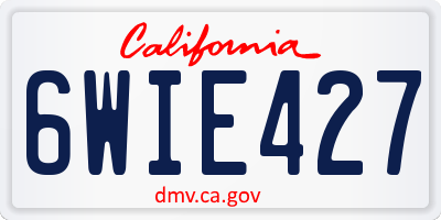 CA license plate 6WIE427