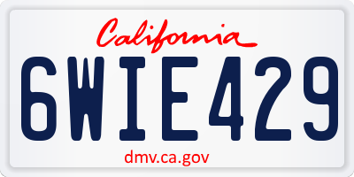 CA license plate 6WIE429