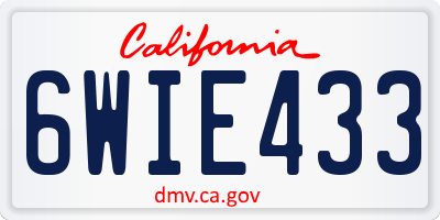 CA license plate 6WIE433