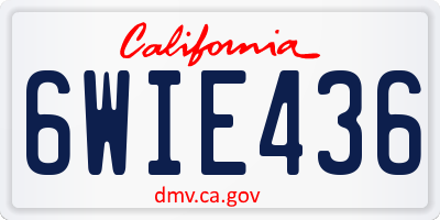 CA license plate 6WIE436