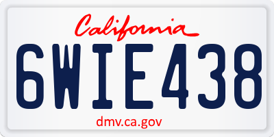 CA license plate 6WIE438