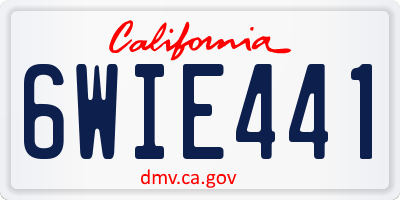 CA license plate 6WIE441