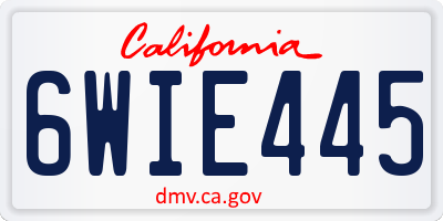 CA license plate 6WIE445