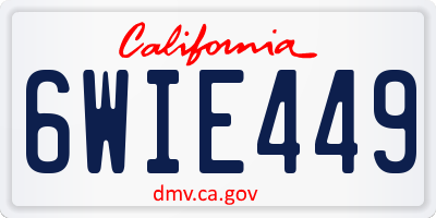 CA license plate 6WIE449