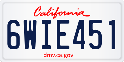 CA license plate 6WIE451
