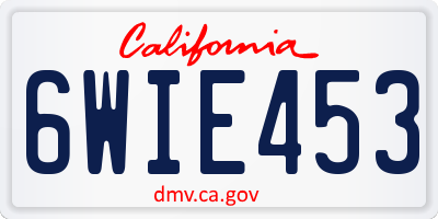 CA license plate 6WIE453