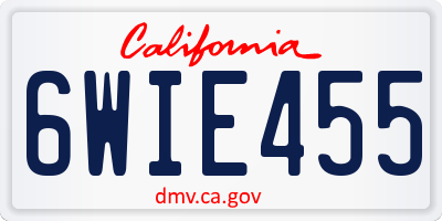CA license plate 6WIE455