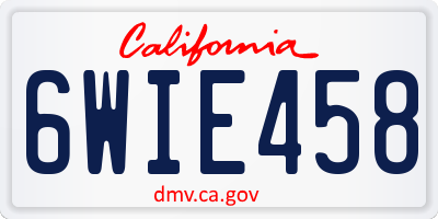 CA license plate 6WIE458