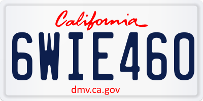 CA license plate 6WIE460