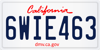 CA license plate 6WIE463
