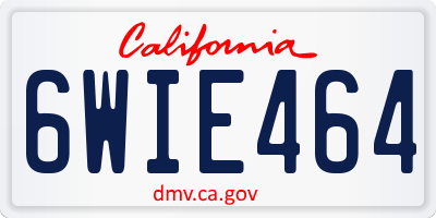 CA license plate 6WIE464