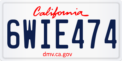 CA license plate 6WIE474