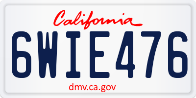 CA license plate 6WIE476