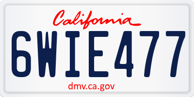 CA license plate 6WIE477