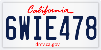CA license plate 6WIE478