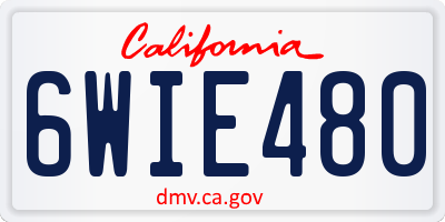 CA license plate 6WIE480