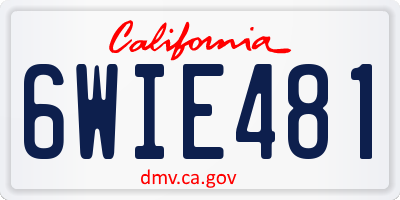 CA license plate 6WIE481