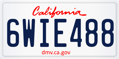 CA license plate 6WIE488