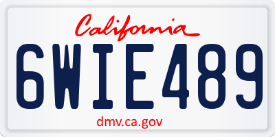CA license plate 6WIE489