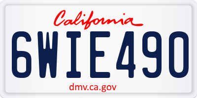 CA license plate 6WIE490