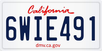 CA license plate 6WIE491