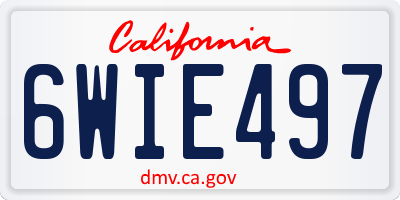 CA license plate 6WIE497