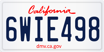 CA license plate 6WIE498