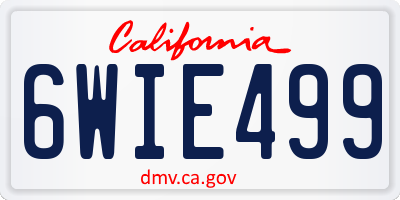 CA license plate 6WIE499