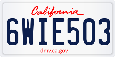 CA license plate 6WIE503