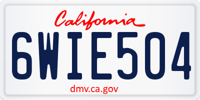 CA license plate 6WIE504
